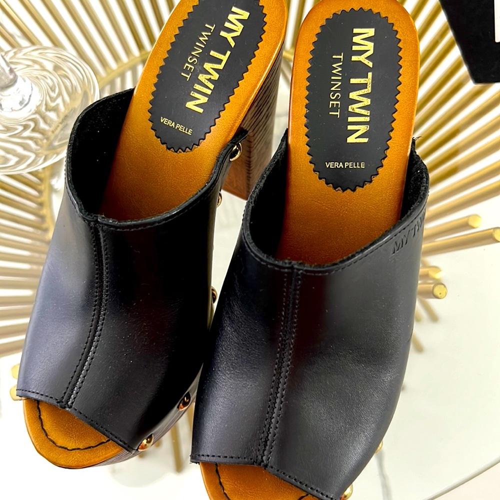 Like new original My Twinset leather black color Platforms Made in Italy size 39